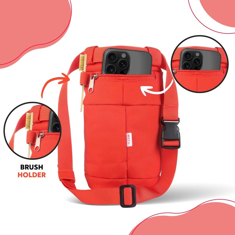 Mefu Chalk Bag for Rock Climbing, Bouldering, and Weightlifting - Asian-Inspired Design - Premium Chalk Bucket with Quick-Clip Belt, Zipper Pocket, Brush Holder - Image 3